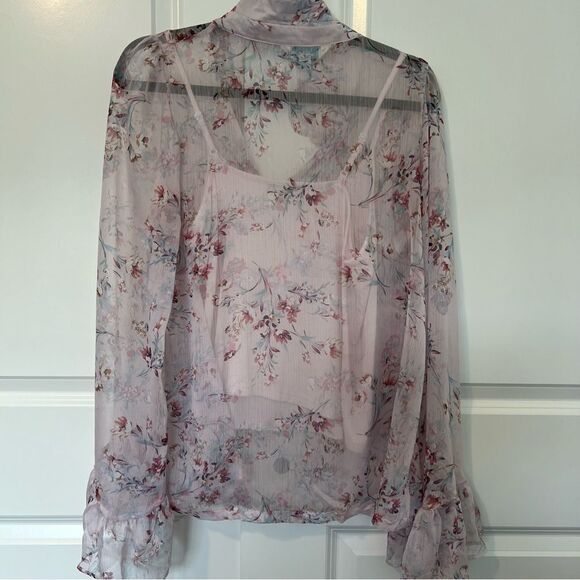 NWOT Sundance Double Layer Floral Long Sleeve Ruffle Blouse | size S - Picture 5 of 8
